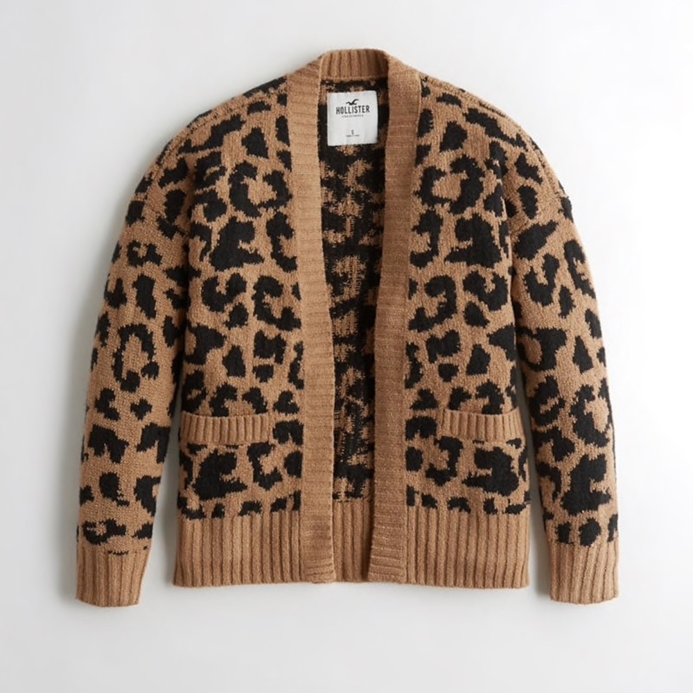 Hollister leopard cardigan EUC